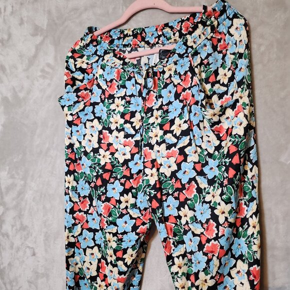 Zara Parachute Floral boho Chic Comfort relaxed fit Medium elastic waist pants - Picture 4 of 6